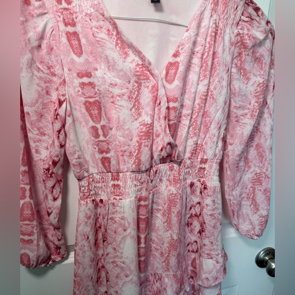 Aqua Girls’ Pink Snake Skin Peasant Dress Size Large - Picture 3 of 4